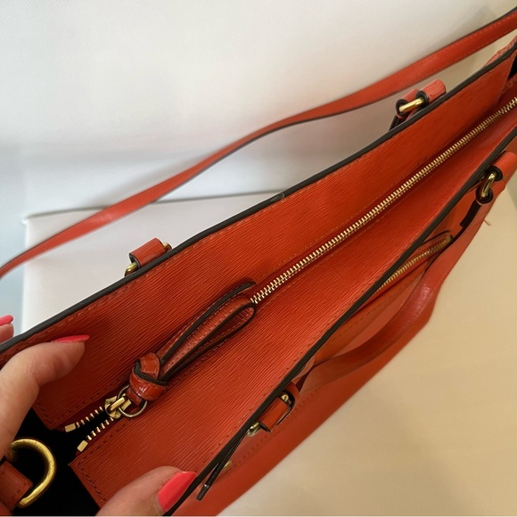 Coach Blair Poppy Texture Orange Tote Bag 25042 - Picture 7 of 13